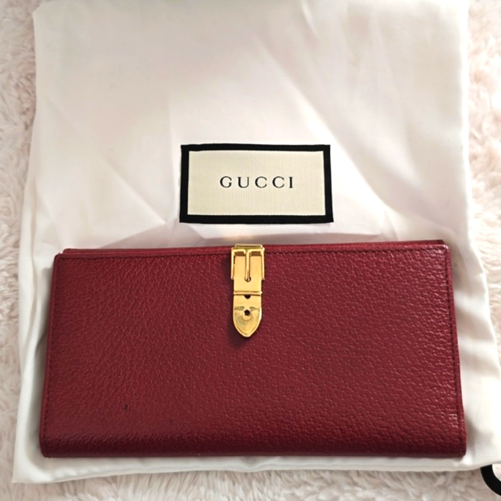 Gucci Vintage Burgundy Leather Long Wallet with COA, EUC - Picture 3 of 13